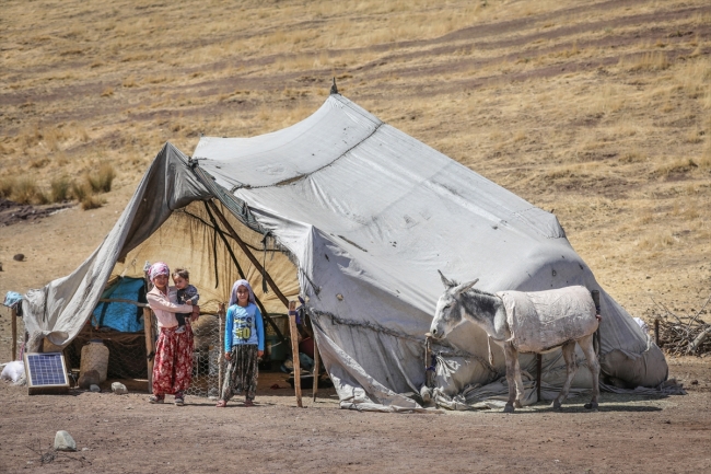 Yaylaların büyütüp beslediği insanlar çadırda yaşamlarını sürdürüyorlar